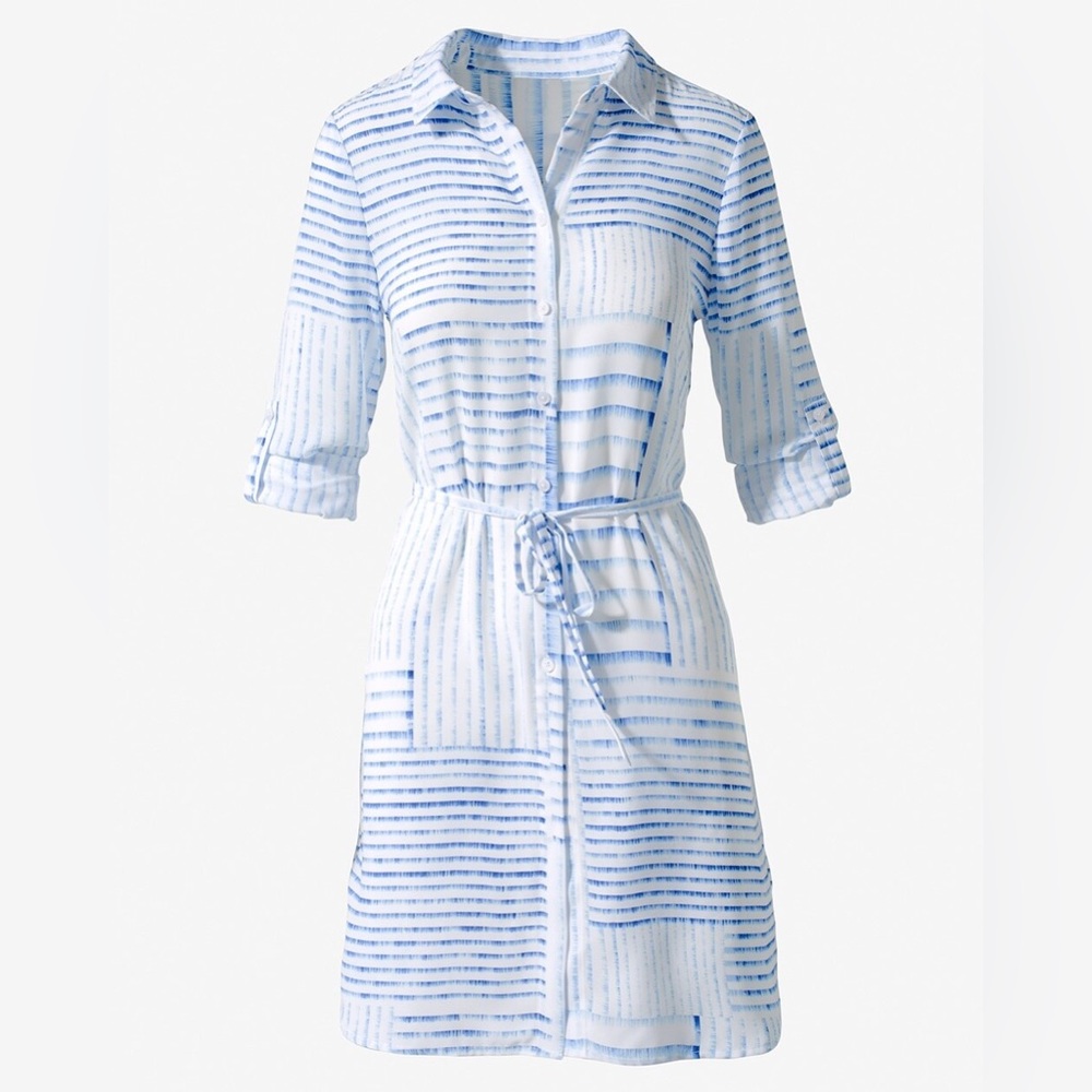 Chico's Striped Shirt Dress/Tunic Size Med NWT